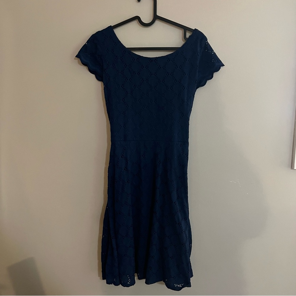 Ronni Nicole Navy Blue Lace Skater Dress